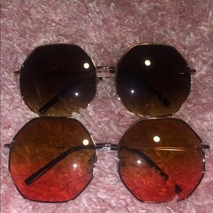 Ombré hexagon shaped sunglasses dustbags included